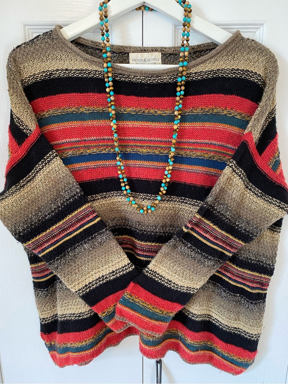 Ralph Lauren Vintage roll neck Southwestern Striped Pullover Sweater 80s 90s M